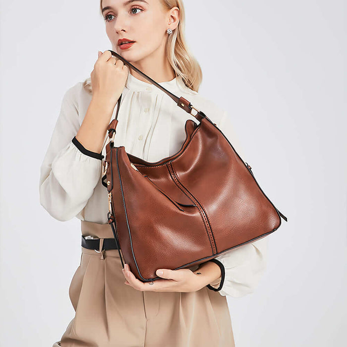 Hobo Bag, Vintage Faux Leather Handbag For Women, Shoulder Bag —