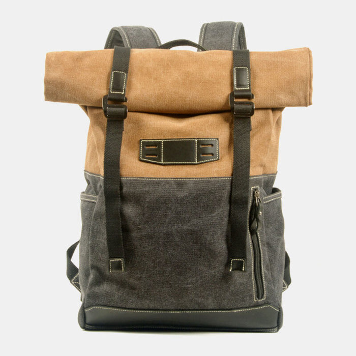 Vintage Waterproof Roll Top Canvas Backpack