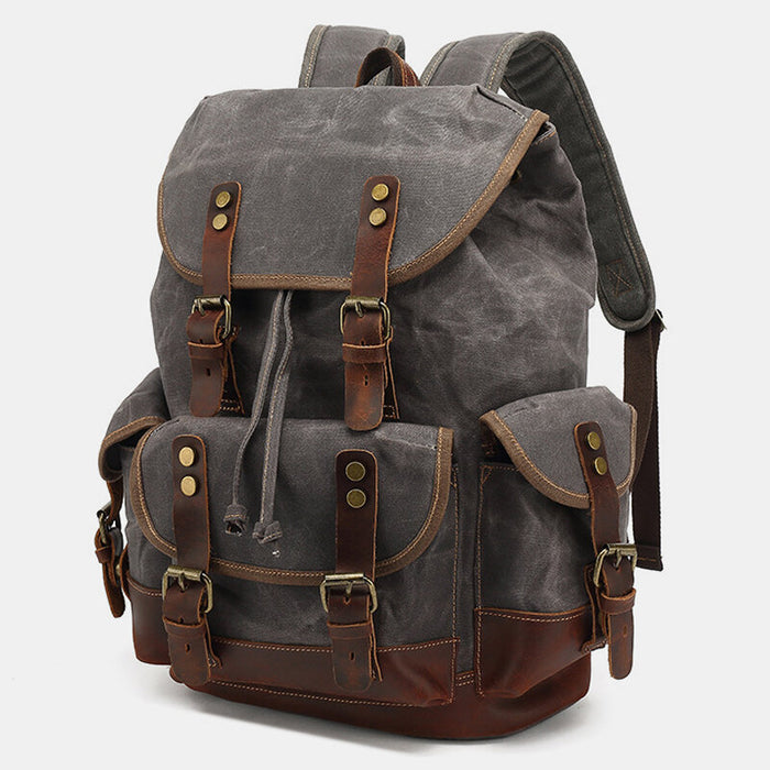 Vintage Waxed Canvas Leather Travel Backpack