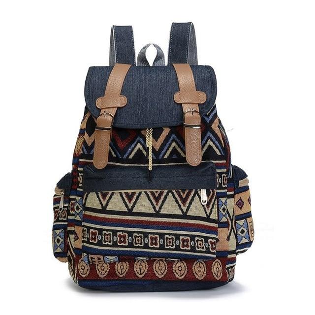 Small Bohemian Canvas School Backpack