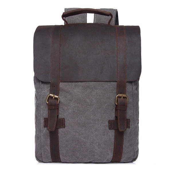 Vintage Canvas Leather Satchel Backpack Bookbag