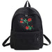 Simple Rose Embroidered Canvas Backpack