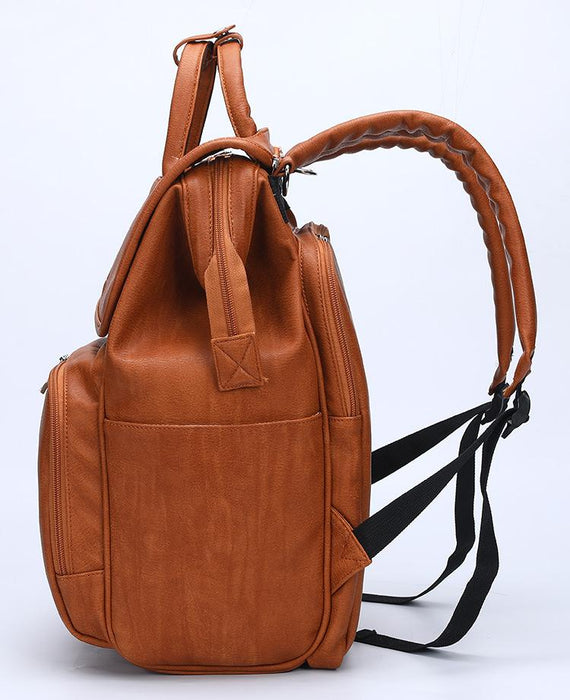 Faux Leather Diaper Bag Backpack