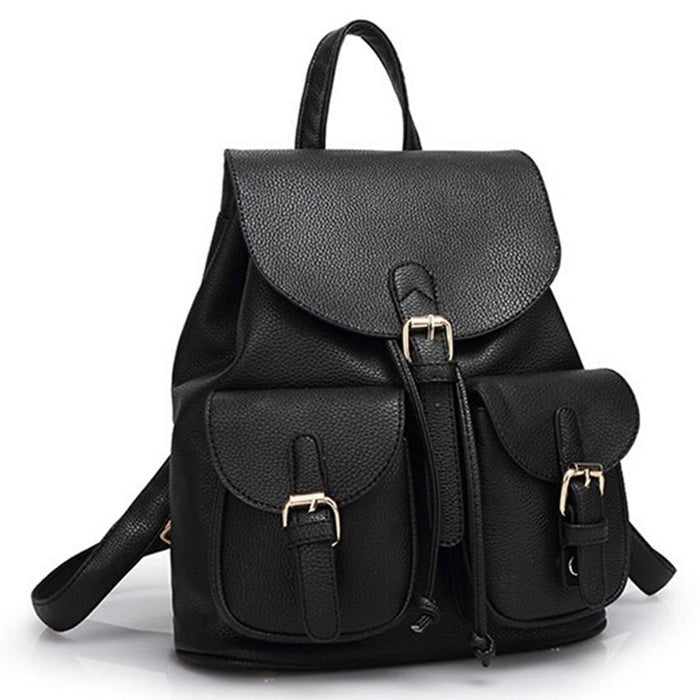 Faux Leather Pocket Backpack