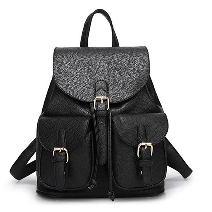 Faux Leather Pocket Backpack