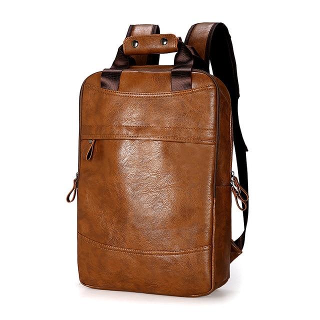 Faux Leather Travel Laptop Backpack