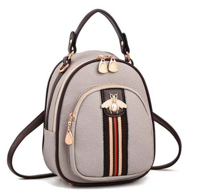Backpack Purse, Mini Bee Small Vintage Faux Leather Backpack Handbag —