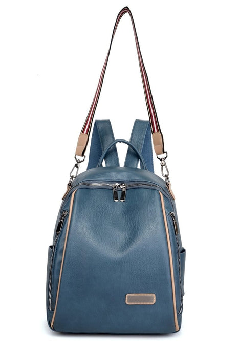 Multi-Strap Faux Leather Backpack