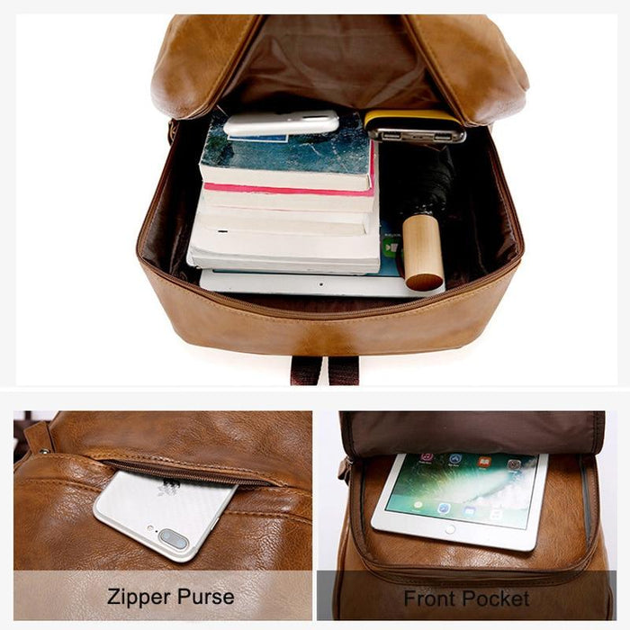 Vegen Leather Travel Laptop Backpack