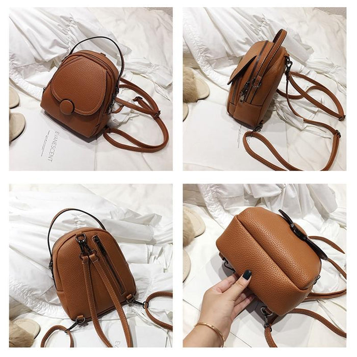 Faux Leather Mini Backpack Purse