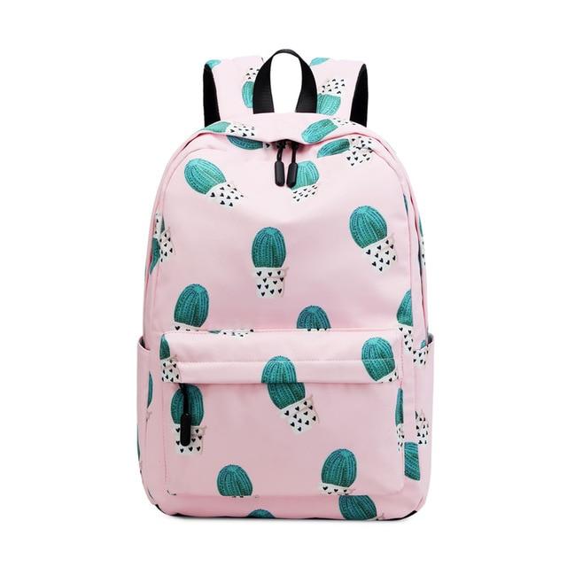 Simple Cactus Waterproof School Backpack