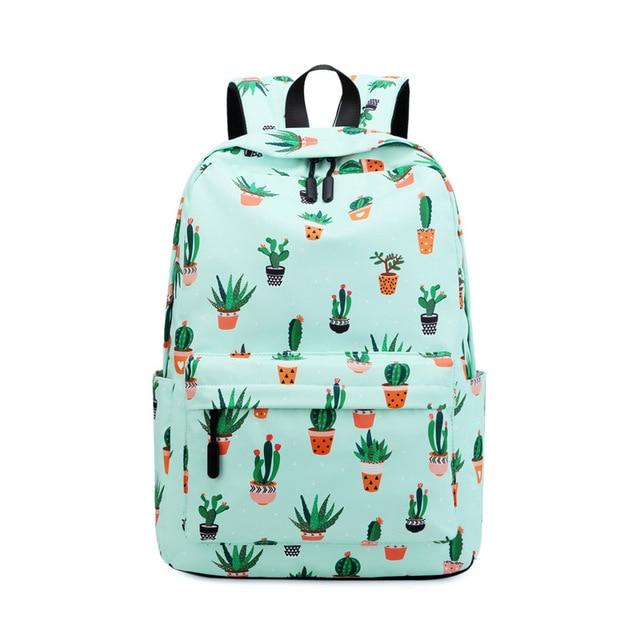 Simple Cactus Waterproof School Backpack