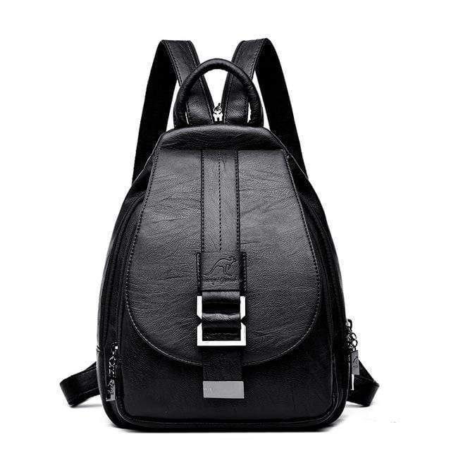 Classic Leather Backpack - Black