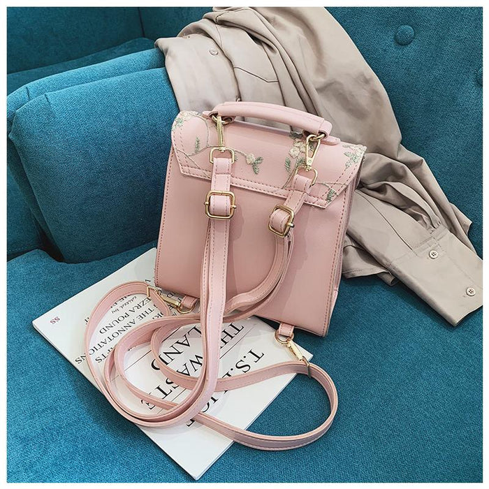 bristol small floral appliqué leather backpack Backpack Purse, Floral Embroidery Vintage Faux Leather Backpack Purse — Pesann.com