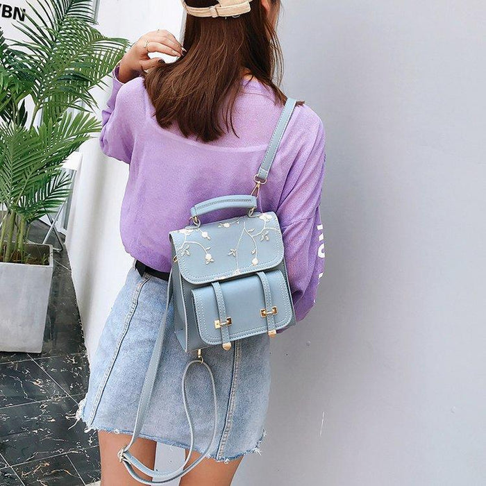 bristol small floral appliqué leather backpack Backpack Purse, Floral Embroidery Vintage Faux Leather Backpack Purse — Pesann.com
