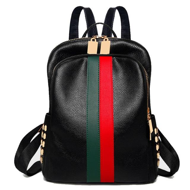 The Stripe - Faux Leather Striped Backpack