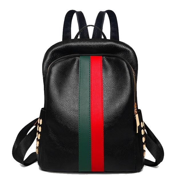The Stripe - Faux Leather Striped Backpack