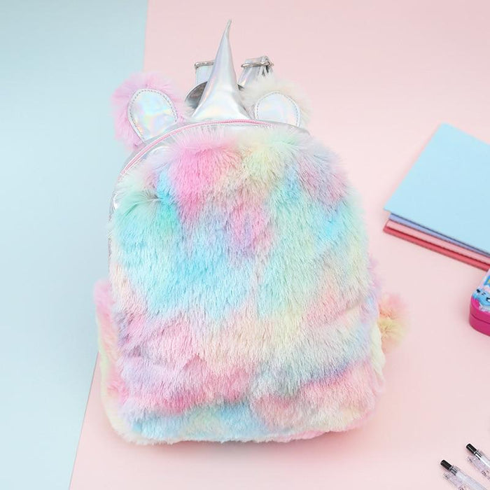 Cute Unicorn Fluffy School Backpack