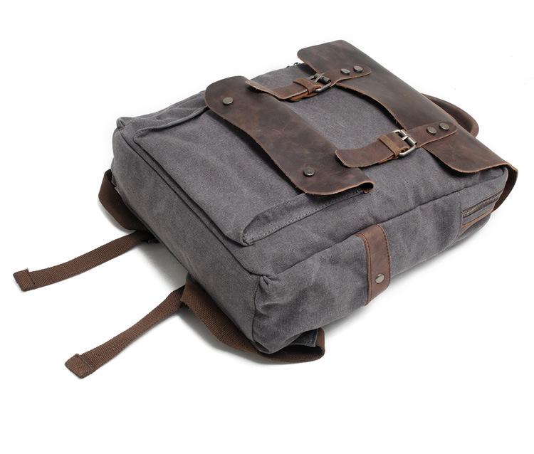 Vintage Canvas Leather Laptop Backpack College School Bookbag