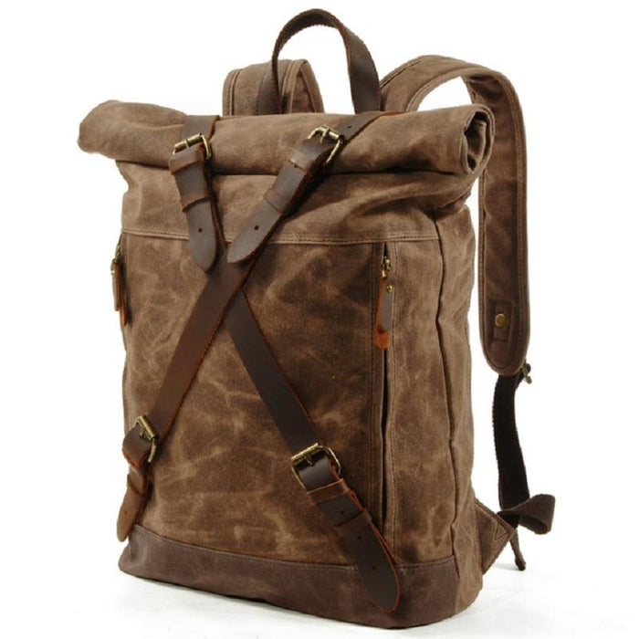 Vintage Oil Waxed Canvas Roll Top Backpack