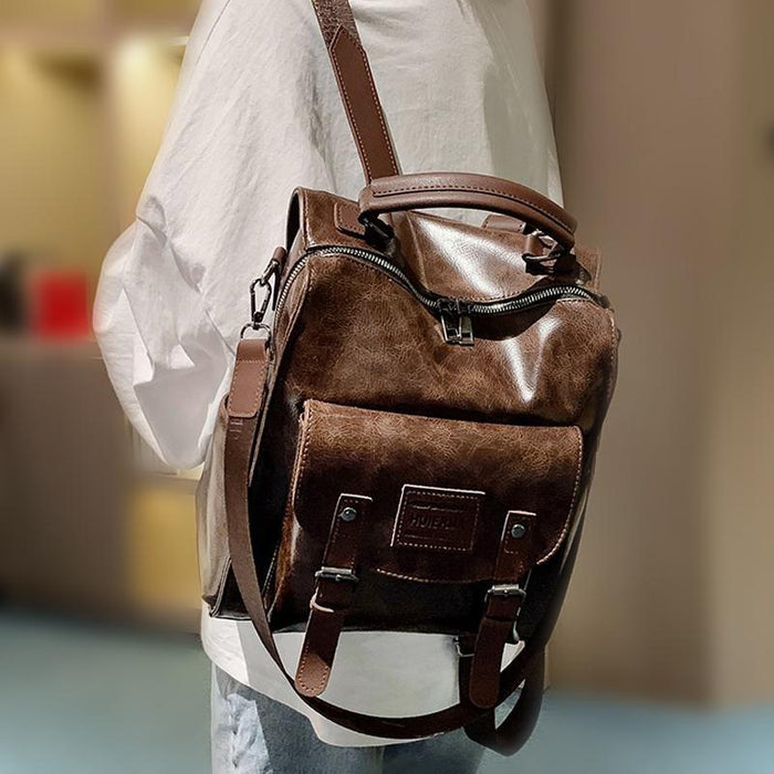 Vintage Satchel Leather Backpack Purse